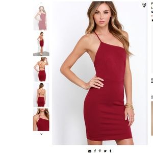 FOR A TIME WINE RED ONE SHOULDER BODYCON DRESS LUL